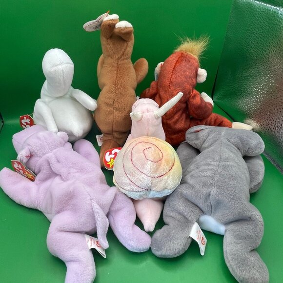 Ty Beanie Baby Bundle Snail Monkey Hippo Koala Beanbag Stuffed Animal Toys 1990s - Picture 2 of 8